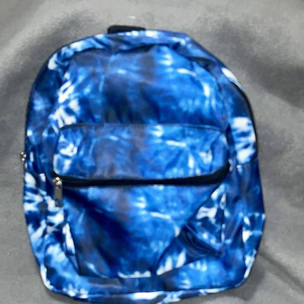 Blue Tie Dye Mini Backpack Two Pocket Zip Up Adjustable Strap 11"x9" NWT